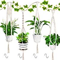 Emooqi Colgador para Plantas- Macramé para Colgador Macetas Exquisito Macramé Plantas｜Cuerda De Algodon｜4 Patas 41inch…